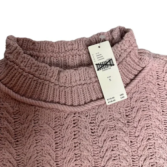 Final Price NWT Anthropologie Marci Dip dyed Cable knit Sweater pink/cr Ombre S - Picture 10 of 11
